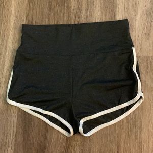 Charcoal gray and white athletic shorts